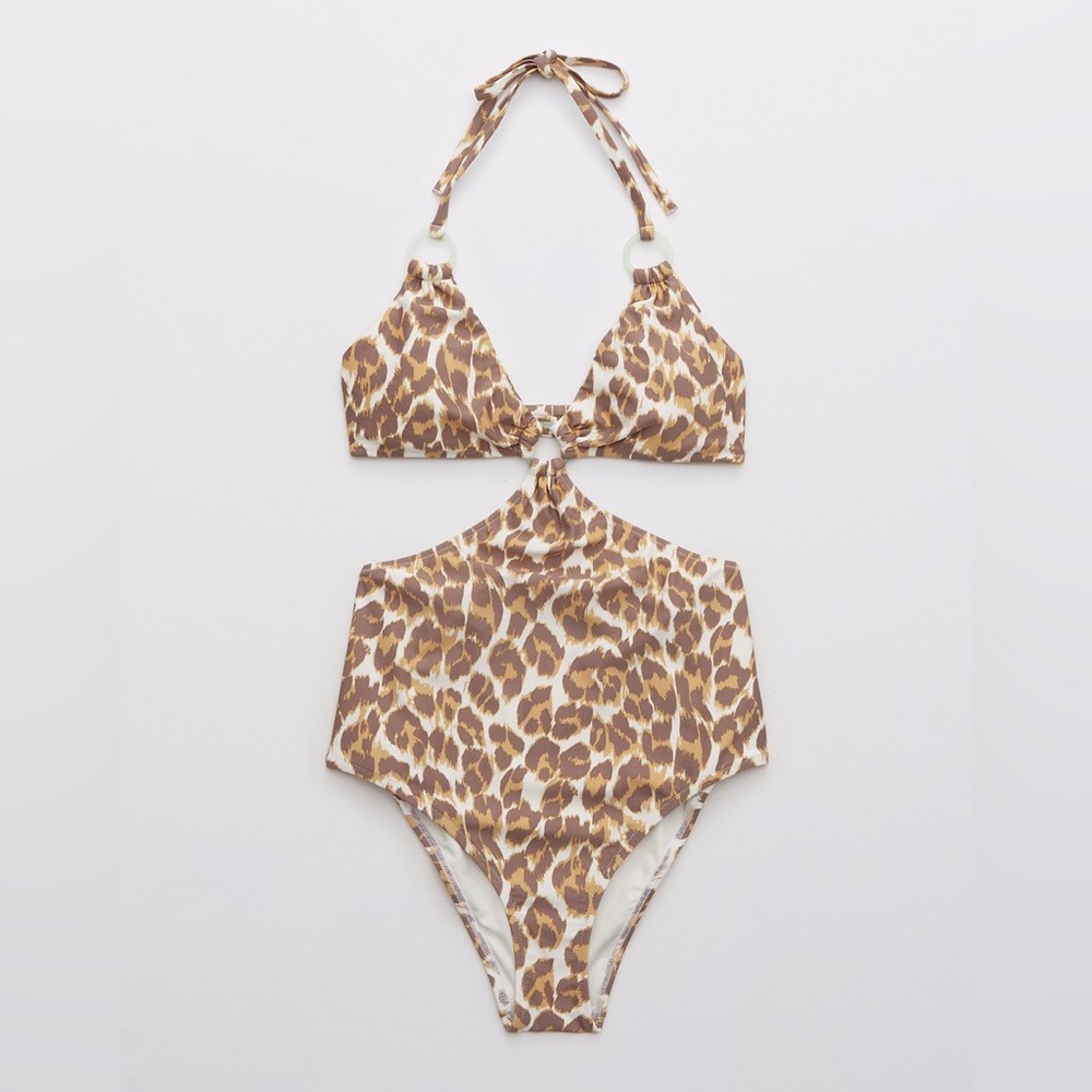 NWT Aerie Leopard Cutout Ring One Piece Swimsuit (Medium)